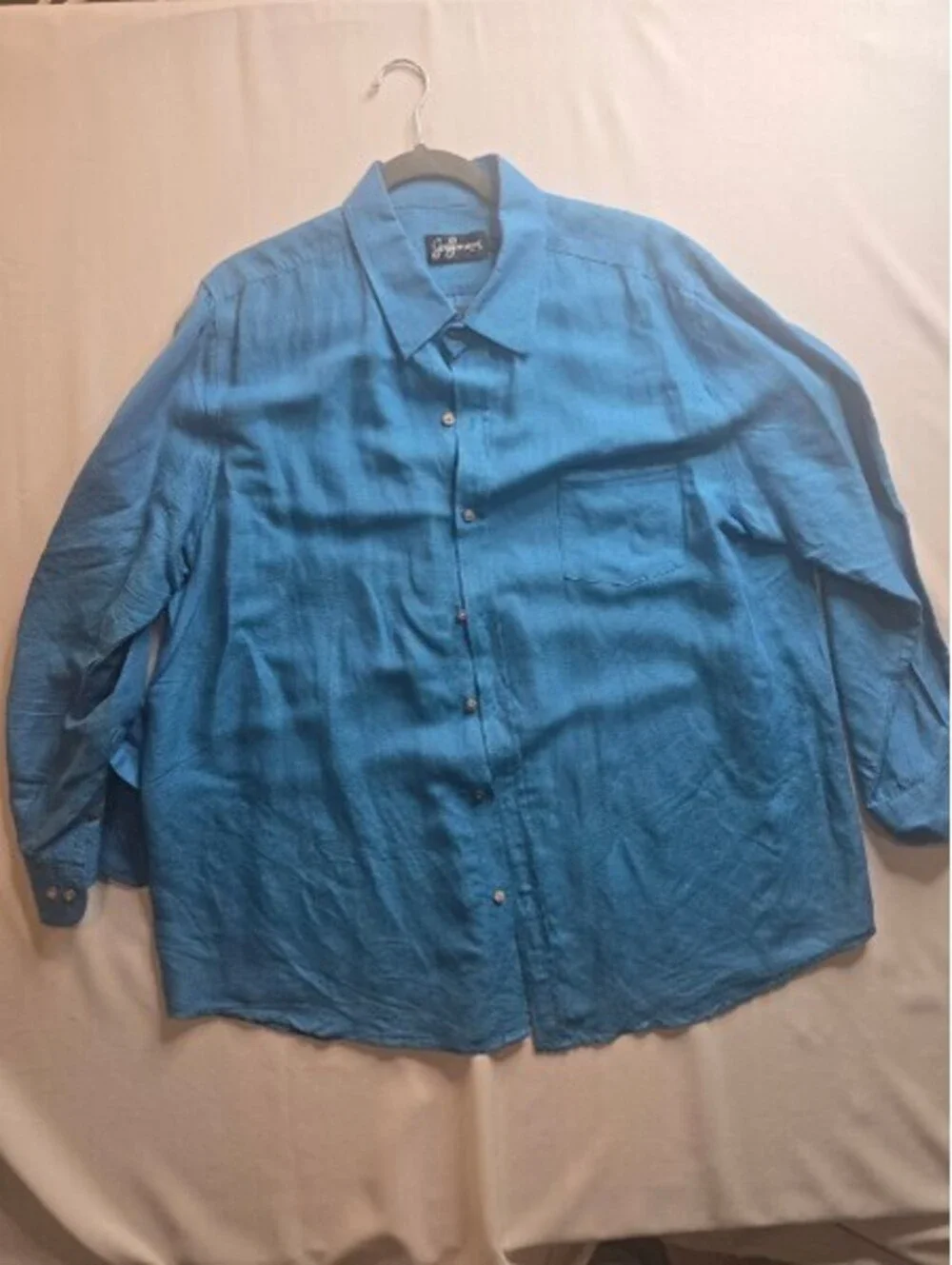 Joe Faranas XXL Blue Linen Button-Up Shirt